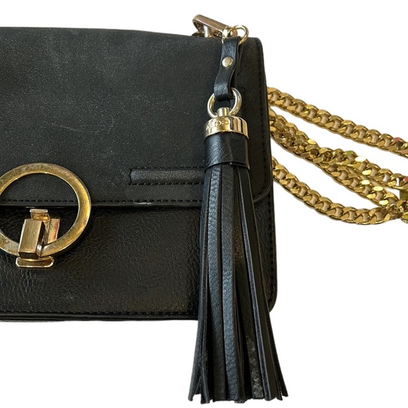 ALDO Black Gold Chain Flap Shoulder Bag Crossbody - Picture 14 of 16